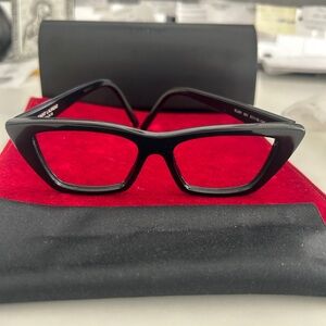 SAINT LAURENT Black Acetate Cat eye Glasses